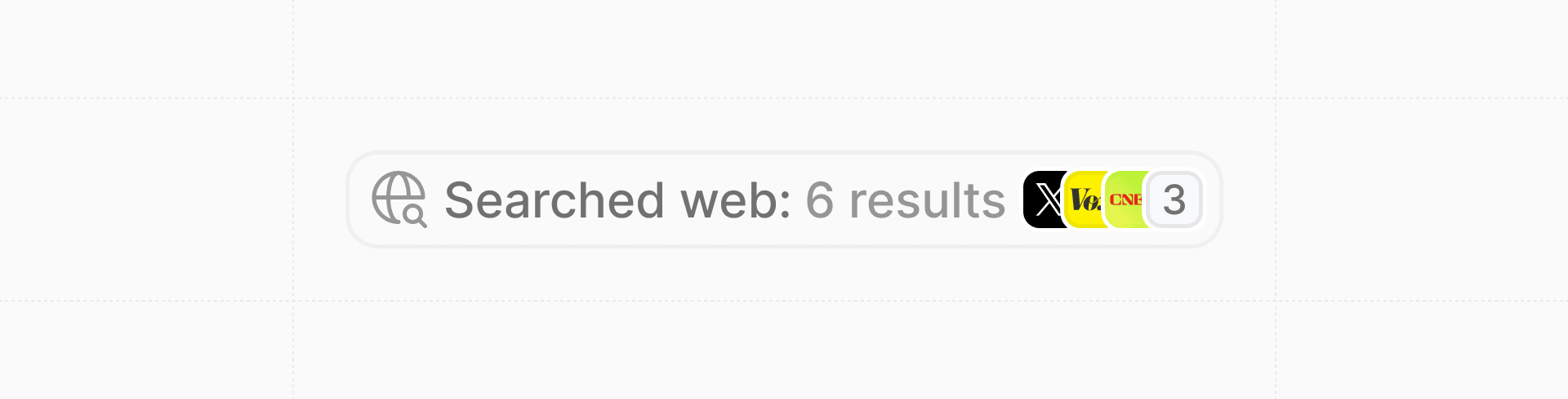Ask Attio interface displaying "Searched web: 6 results" with icons and numerical "3" badge on the right.